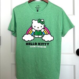 Hello Kitty Sanrio Lucky To Be Me Rainbow Graphic T-Shirt Women's Medium Sanrio